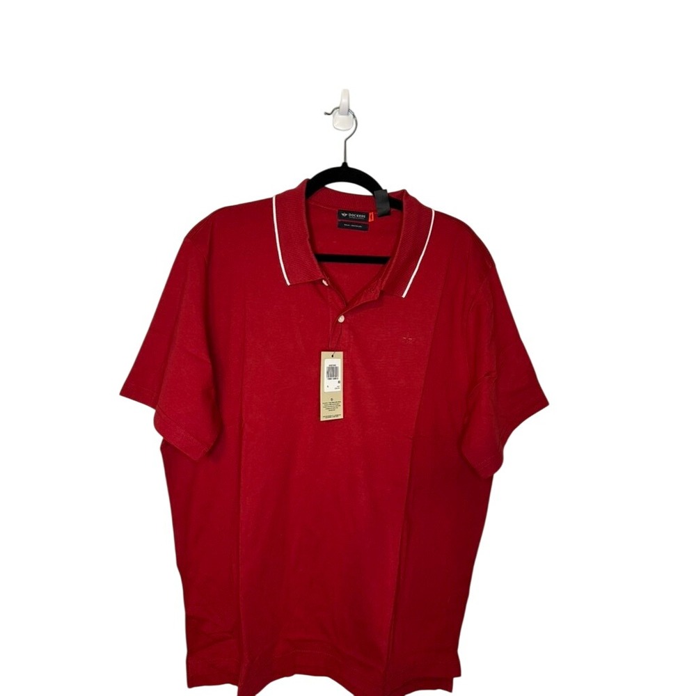 Dockers Perfect Polo Shirt Mens XL Red Short Sleeve Regular Fit Quick Dry